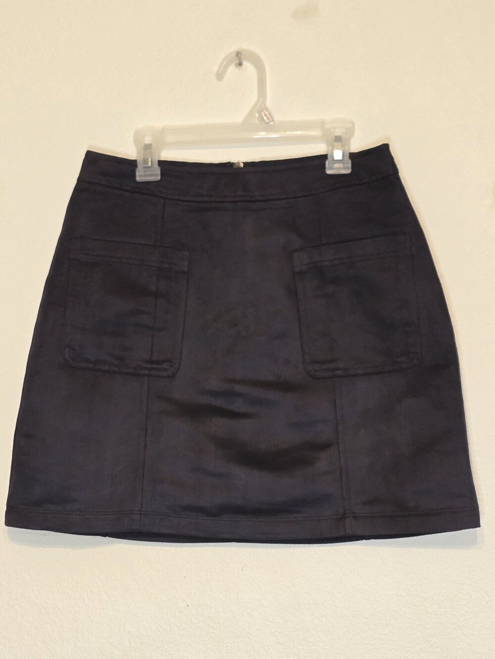 Old Navy Black Faux Suede A-Line Mini Skirt O-Ring Zipper - Size 4